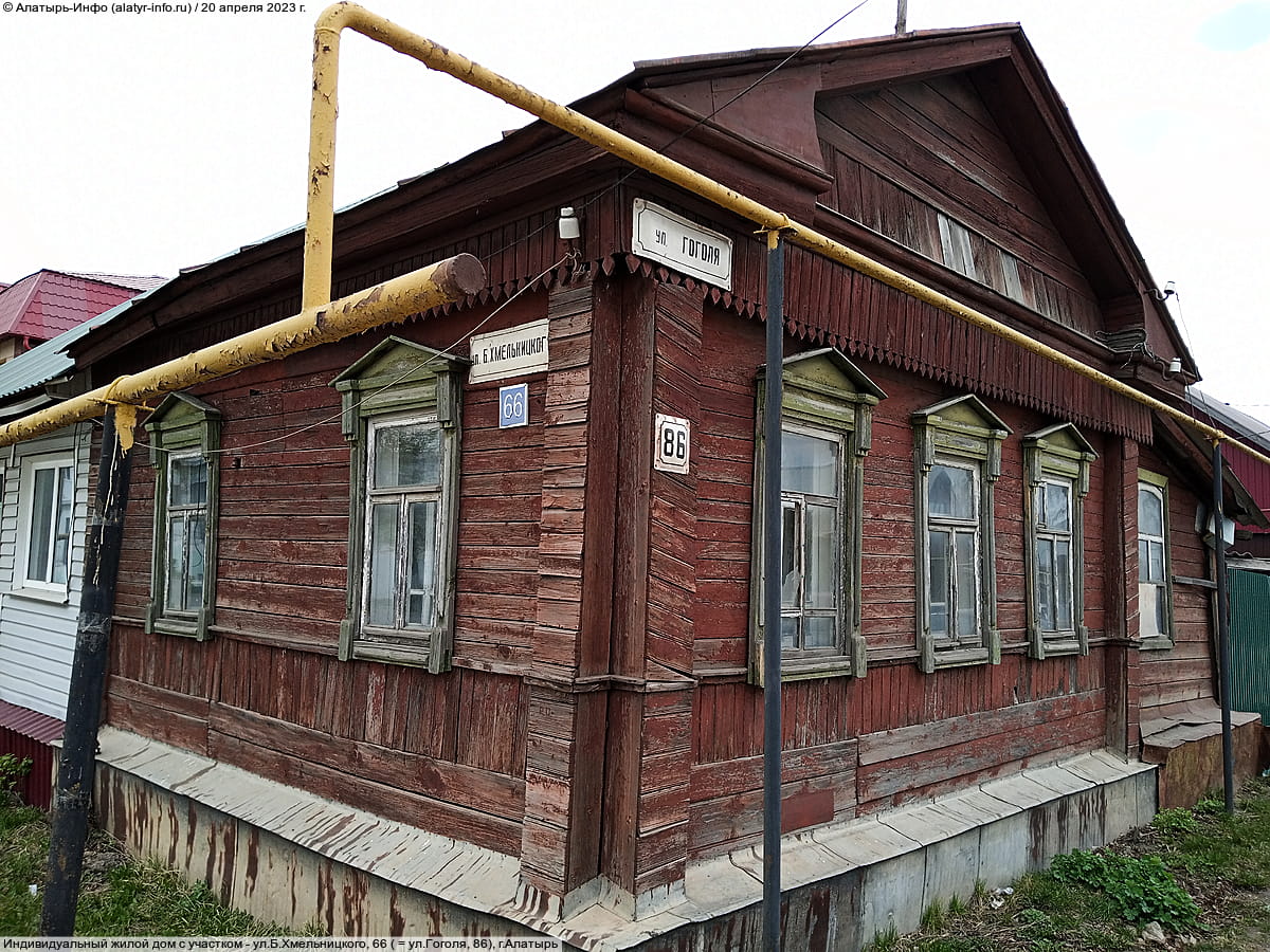 ул. Б. Хмельницкого, 66 = ул. Гоголя, 86 (г. Алатырь) - индивидуальный жилой дом с участком.